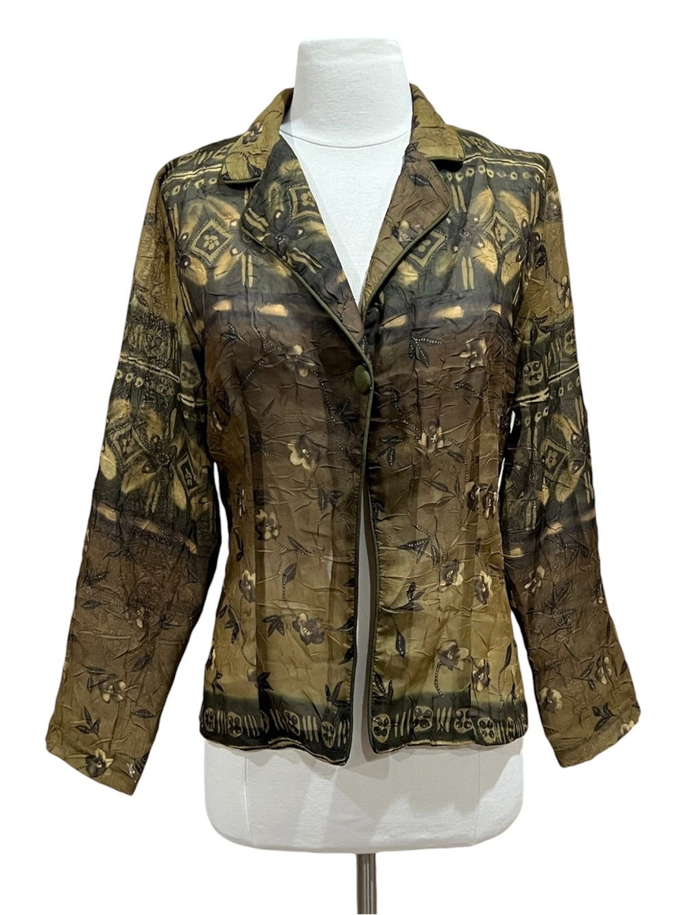 Summit Collection Semi Sheer Olive Floral
Blazer Size Medium